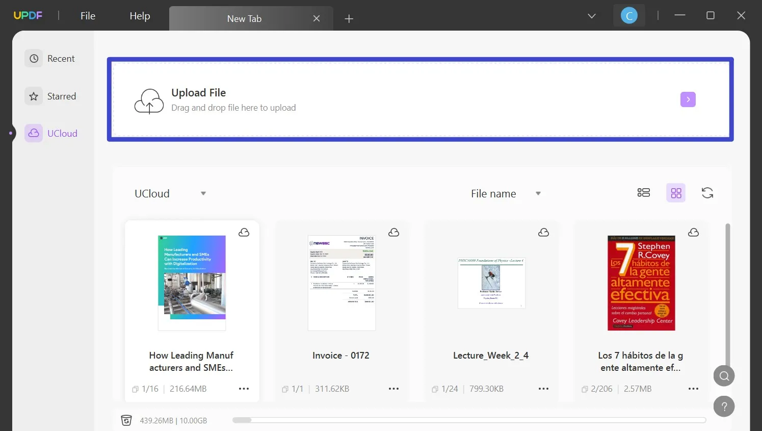 Upload files to UPDF Cloud storage