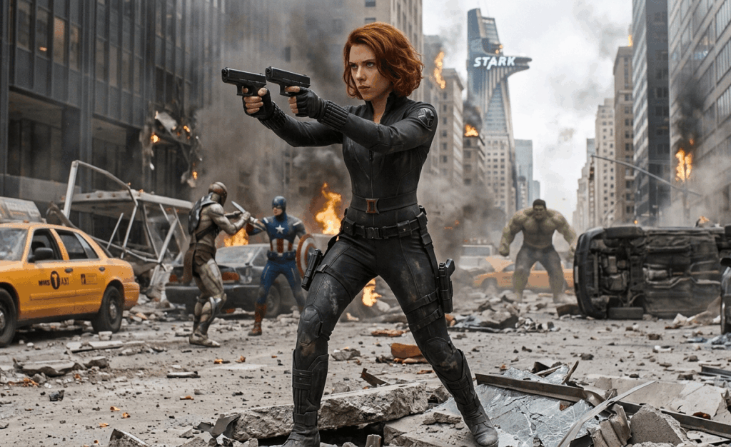 femme rousse dans Avengers