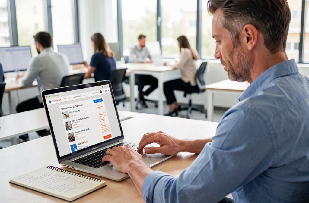 Particulier consultant l'annuaire Travaux.com pour trouver un plombier qualifié à Dijon